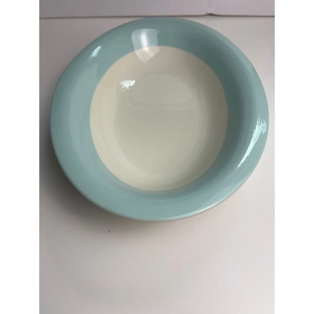 2 Oval Serving Platters Light Blue Cream Ceramic‎ Oval Serving Dish Unbranded
